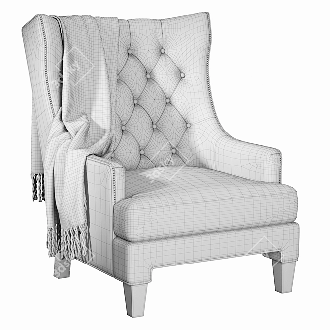 Title: Maximus Leather Wingback Chair 3D model image 3