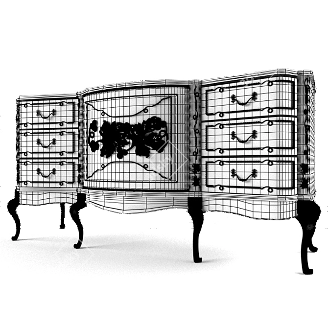 Classic Designer Chest of Drawers 3D model image 3