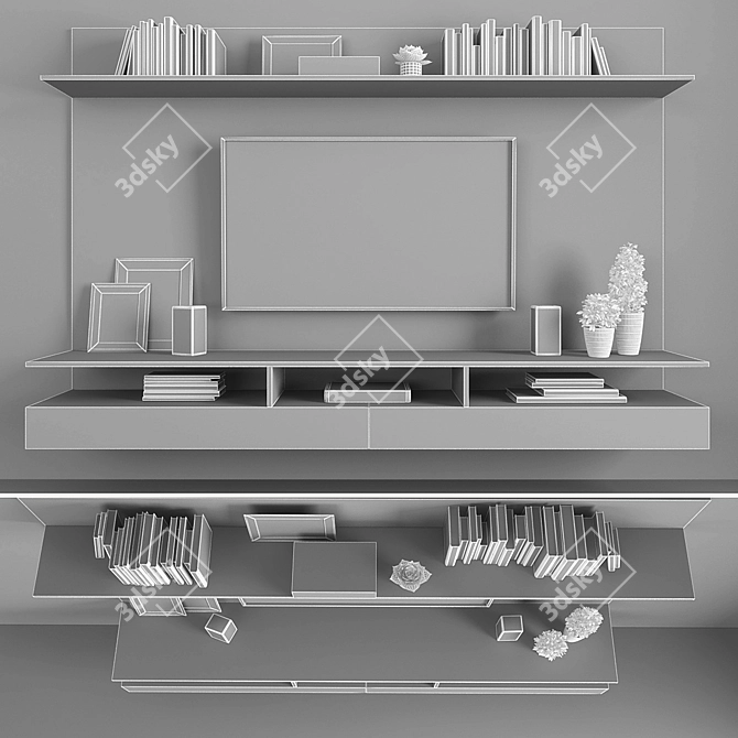 Modern TV Stand Set 024 3D model image 3