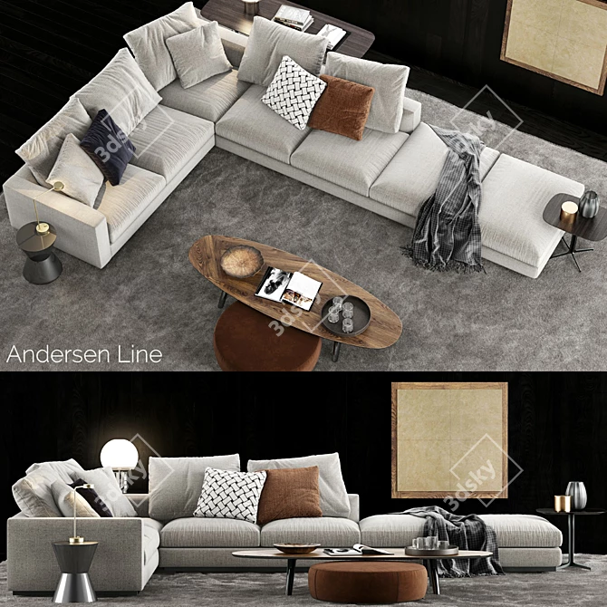 Minotti Andersen Line Sofa: Premium Comfort and Style 3D model image 1