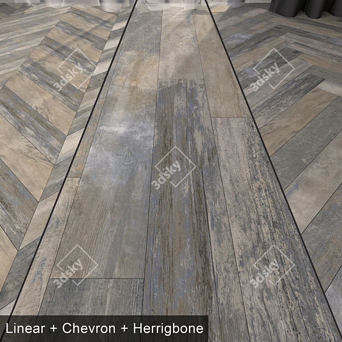 Luxury Parquet Floor Set: Linear, Herringbone, Chevron | 10 Textures 3D model image 1