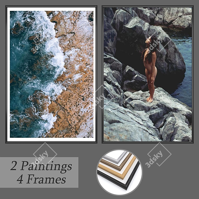 Modern Art Set: Paintings & Frames 3D model image 1