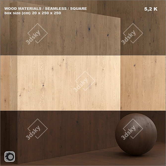 Wood Veneer Box Set - Seamless 3D model image 1