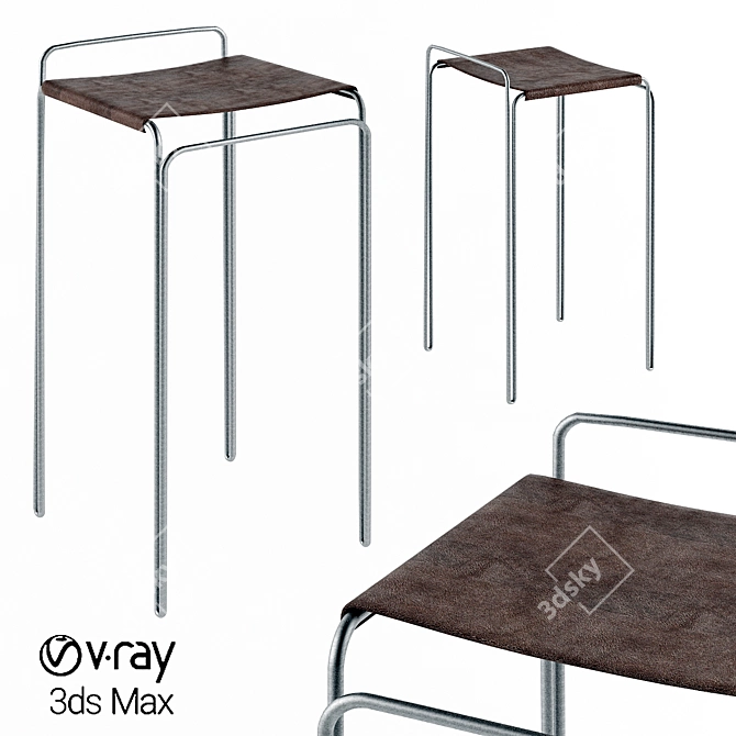 Modern Leather Bar Stool: Sleek Design & Quality Craftsmanship 3D model image 1