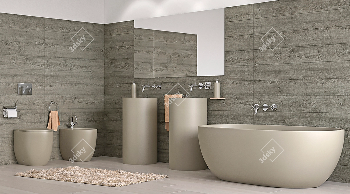 Esedra Bull Collection: Stylish & Spacious Bathroom 3D model image 2