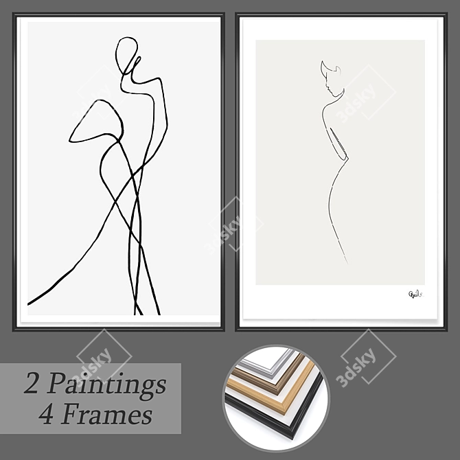Gallery Set: Wall Paintings No. 501 3D model image 1