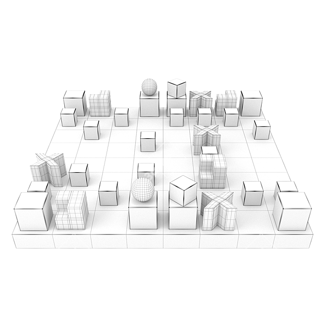 Bauhaus Chess Set: Modern Minimalism 3D model image 2