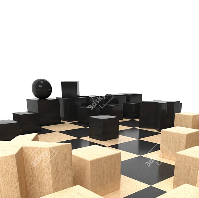 Bauhaus Chess Set: Modern Minimalism 3D model image 3