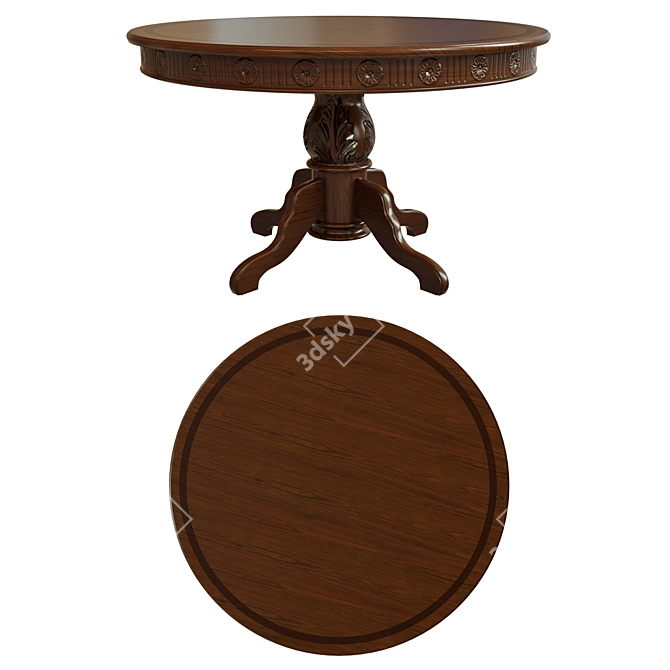 Elegant Threaded Dining Table 3D model image 2