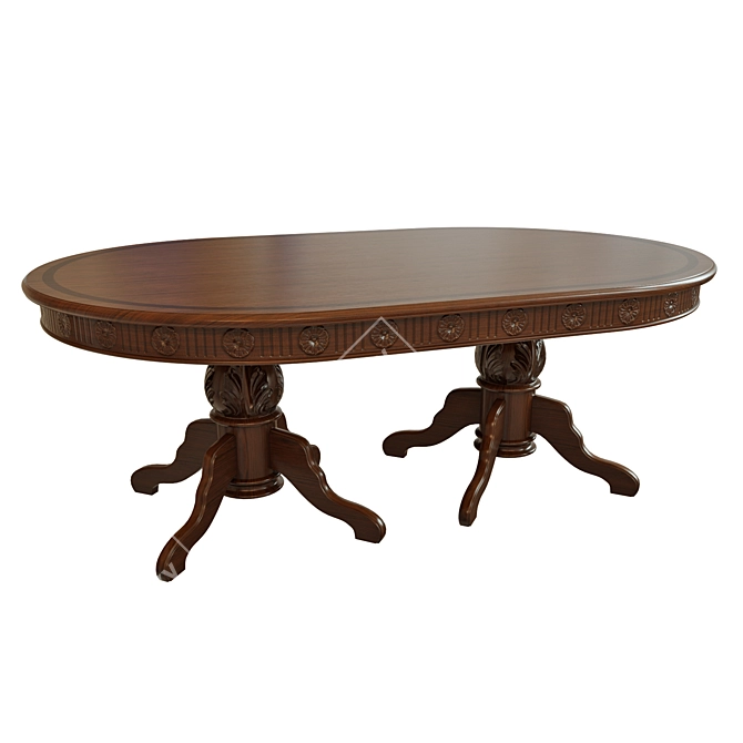 Elegant Threaded Dining Table 3D model image 1