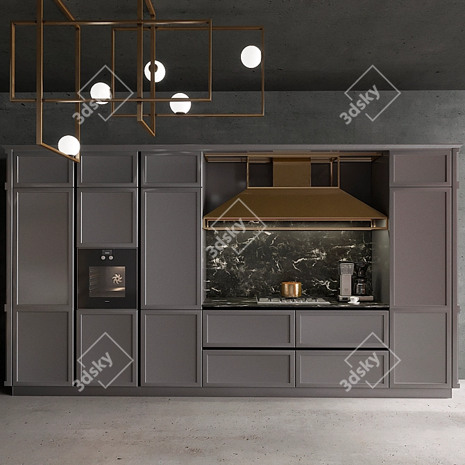 Snaidero Frame: Modern Kitchen + Gaggenau, Smeg & Technivorm 3D model image 2