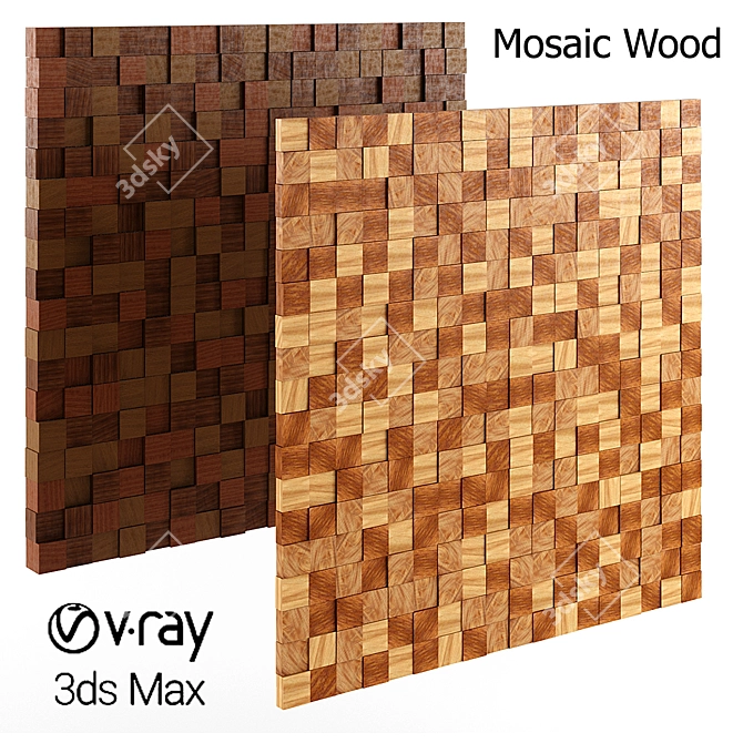 Wood Mosaic Kitchen Plants 3D model image 1