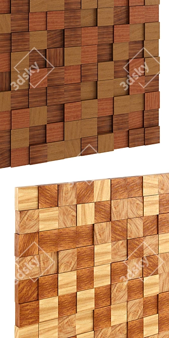 Wood Mosaic Kitchen Plants 3D model image 3