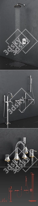 GROHE Grandera Gold Bath & Shower Set 3D model image 2