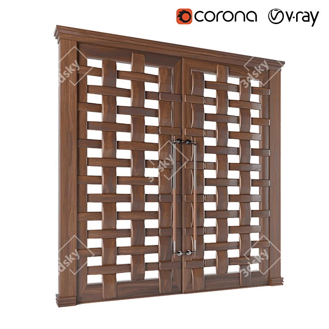 Modern Wooden Door: Sleek and Durable 3D model image 1