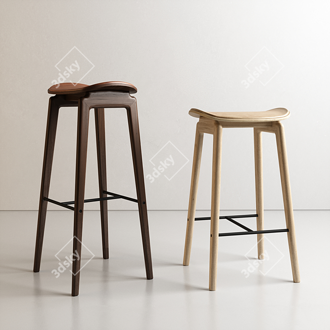 Modern Scandinavian Design Stool 3D model image 1