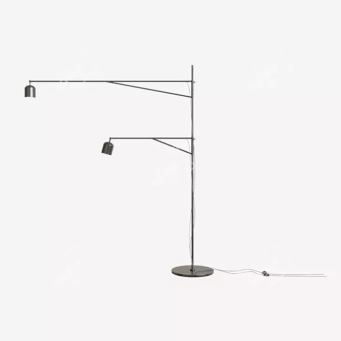 Sleek Steel Floor Lamp 3D model image 1