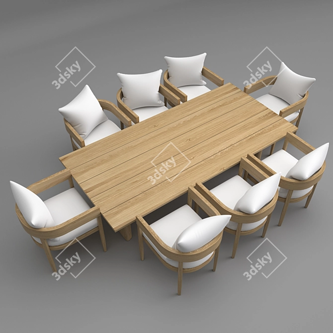 Elegant Teak Outdoor Set: Balmin 3D model image 2