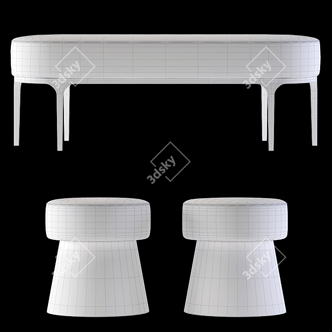 Modern Metal Benches by Bernhardt 3D model image 3