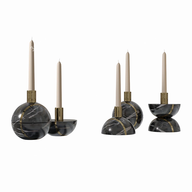 Art Deco Candle Holder Set 3D model image 1