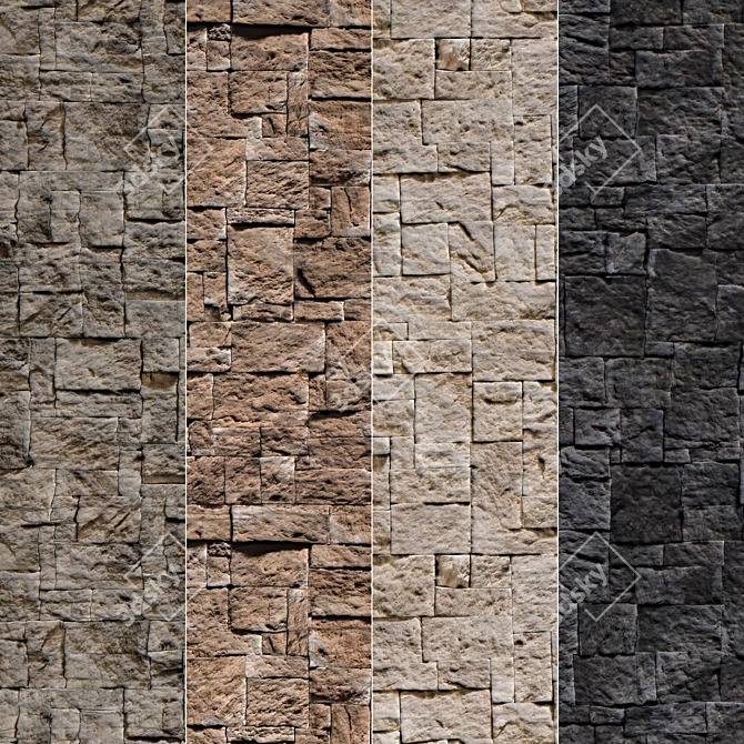 Modern Stone Walls Vray Material 3D model image 1