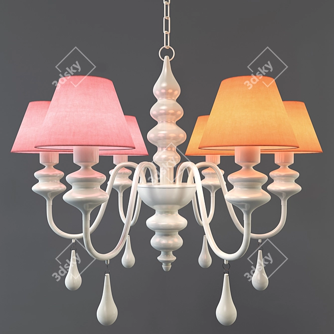 Colorful Round Chandeliers - Rose & Orange 3D model image 1