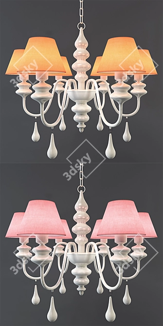 Colorful Round Chandeliers - Rose & Orange 3D model image 2