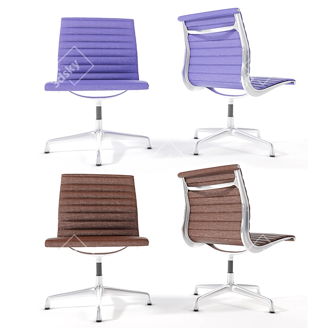 Elegant Eames Aluminum Side Chair 3D model image 2