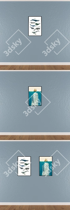 Modern Wall Art Set | 2 Paintings & 4 Frame Options 3D model image 3