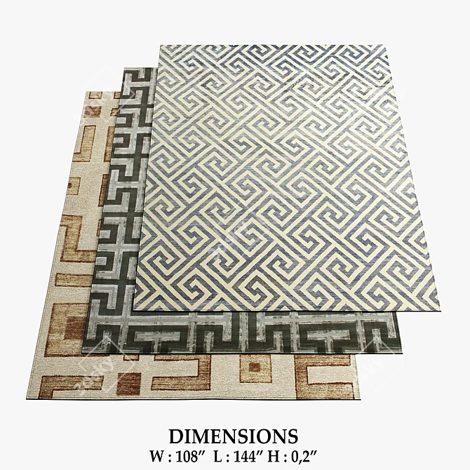 Contemporary Silver Chamba Rugs 3D model image 1