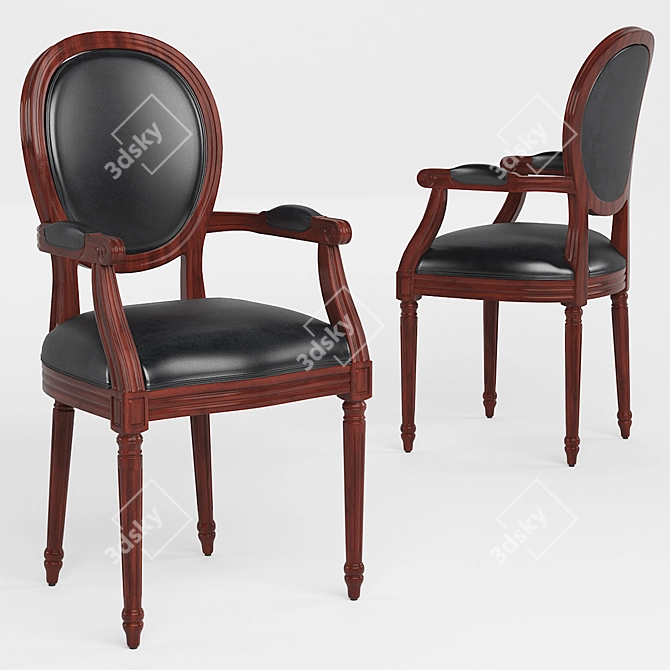 Title: French Round Soft Chair 3D model image 1