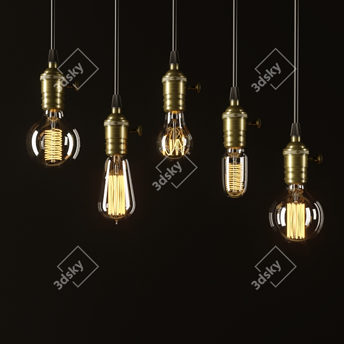 Vintage Edison Light Bulbs Set 3D model image 1