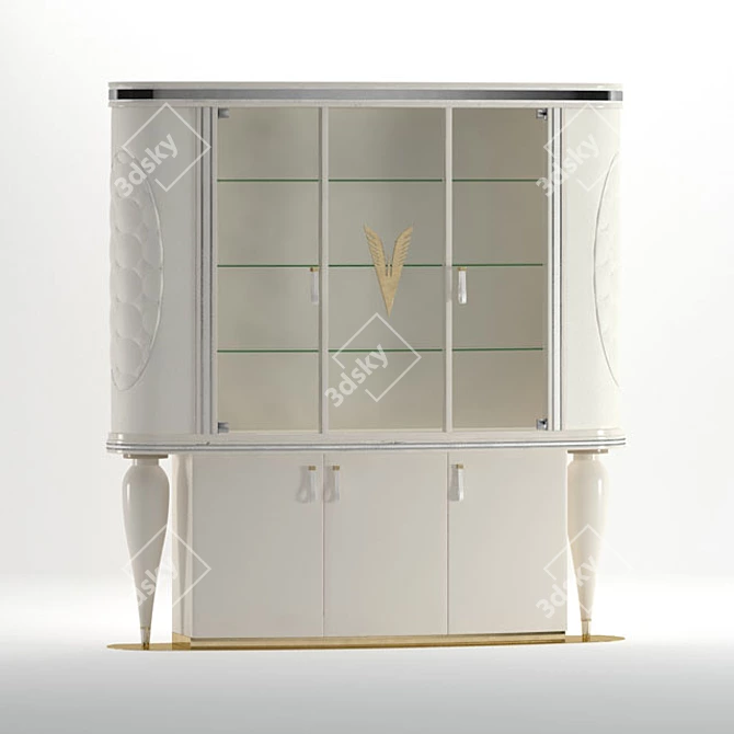 Elegant Glass Front Sideboard 3D model image 1