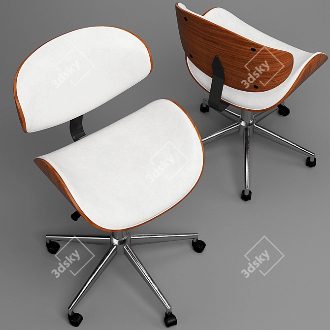 Malmo Black Wood Office Chair 3D model image 2