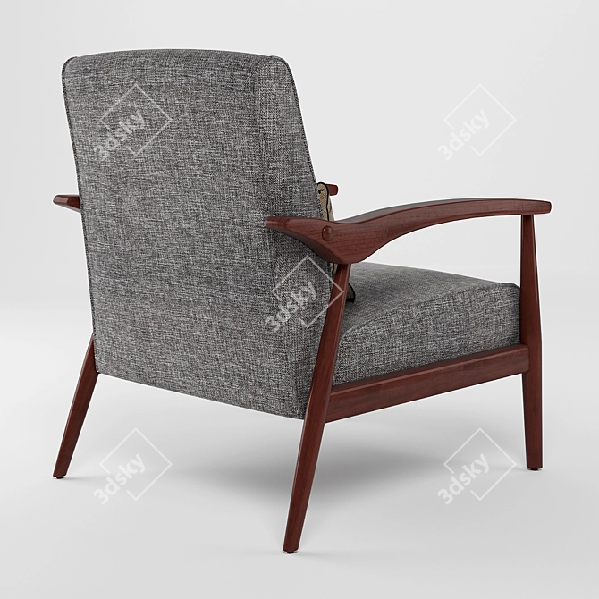 Sleek Gray Arm Chair 3D model image 2