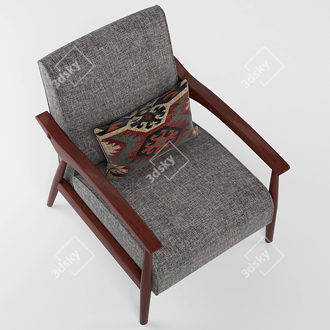 Sleek Gray Arm Chair 3D model image 3