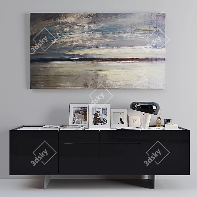 Title: Modern Alivar Kubit Sideboard with Marble Top 3D model image 1