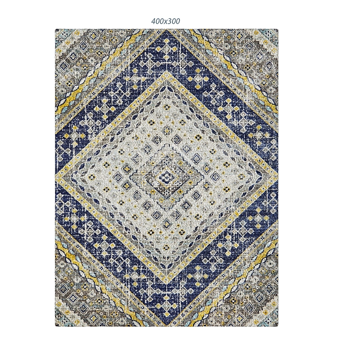 Vintage Diamond Navy Rug - Temple & Webster 3D model image 1