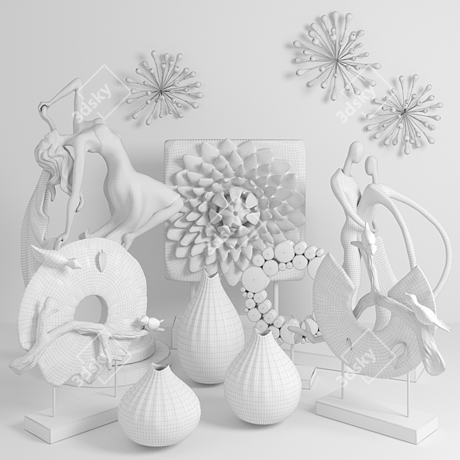 Elegant Home Decor Set: Panel, Figurine, Vase, Sculpture 3D model image 2