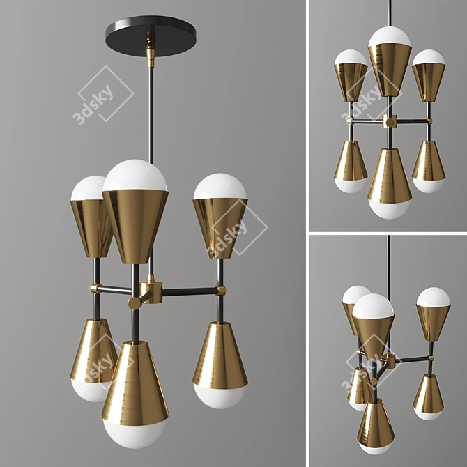 Karmic Glow: Brass & Steel Chandelier 3D model image 1