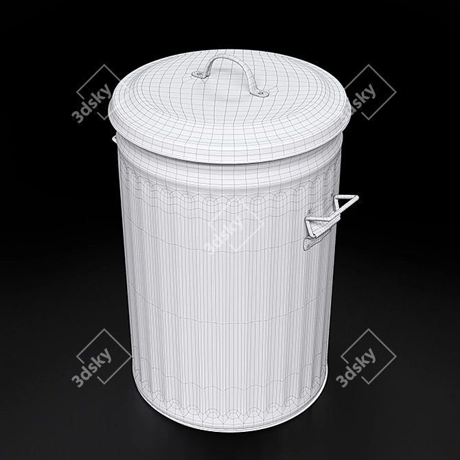 Durable Galvanized Trash Can 3D model image 3