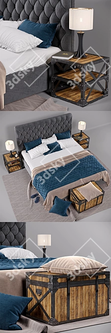 Modern Loft Bed 3680: Sleek Design, Spacious and Stylish 3D model image 2