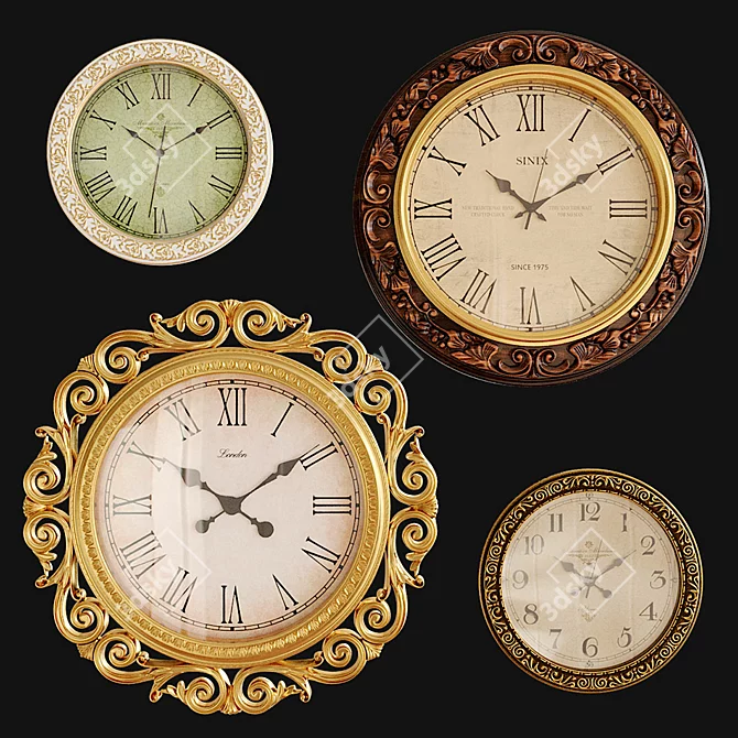 Elegant Wall Clock Collection: Royal House, M.Moskvin, Sinix 3D model image 1