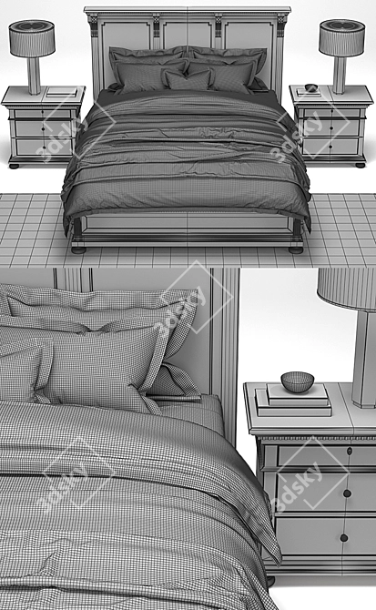 Elegant RH St. James Bed 3D model image 3