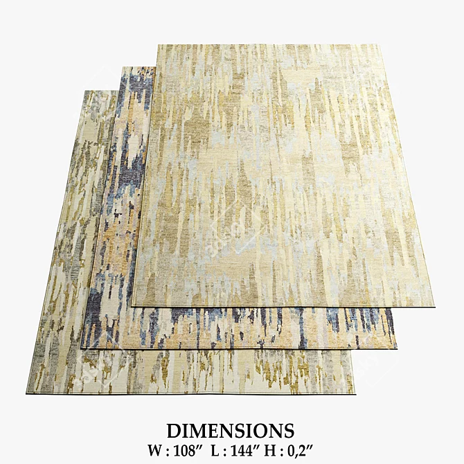 Fayette Strie Rugs: Beige, Blue, Tawny 3D model image 1