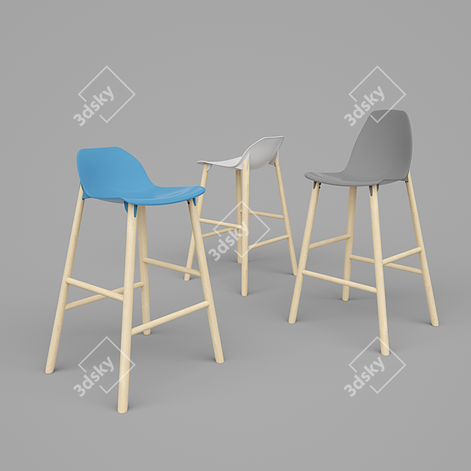 Sharky Aluminum Stools: Durable & Distinct 3D model image 1