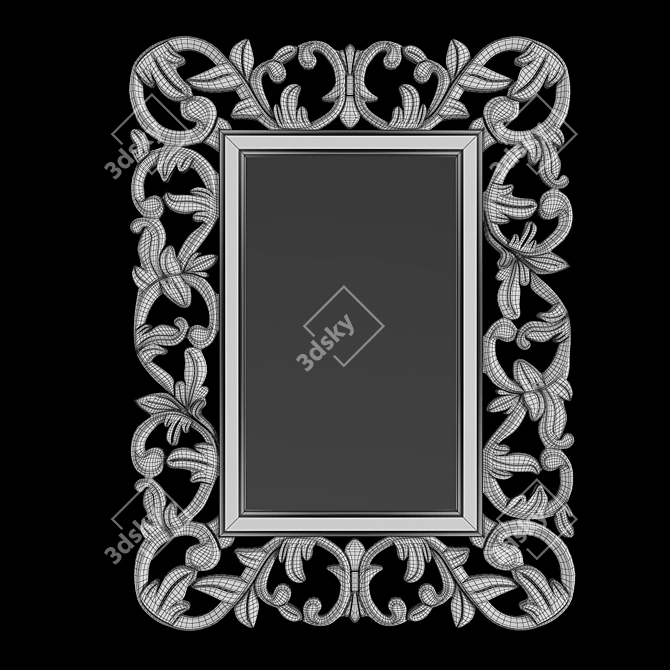 Elegant Carved Frame Mirror 3D model image 2