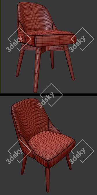 Mid-Century Swivel Office Chair Set 3D model image 3