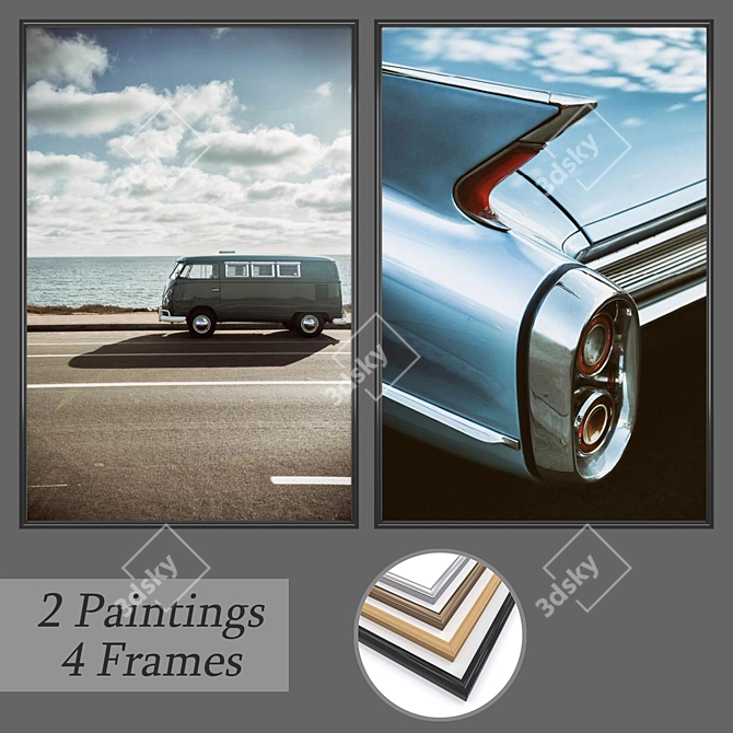 Dynamic Duo: Set of 2 Wall Paintings 3D model image 1