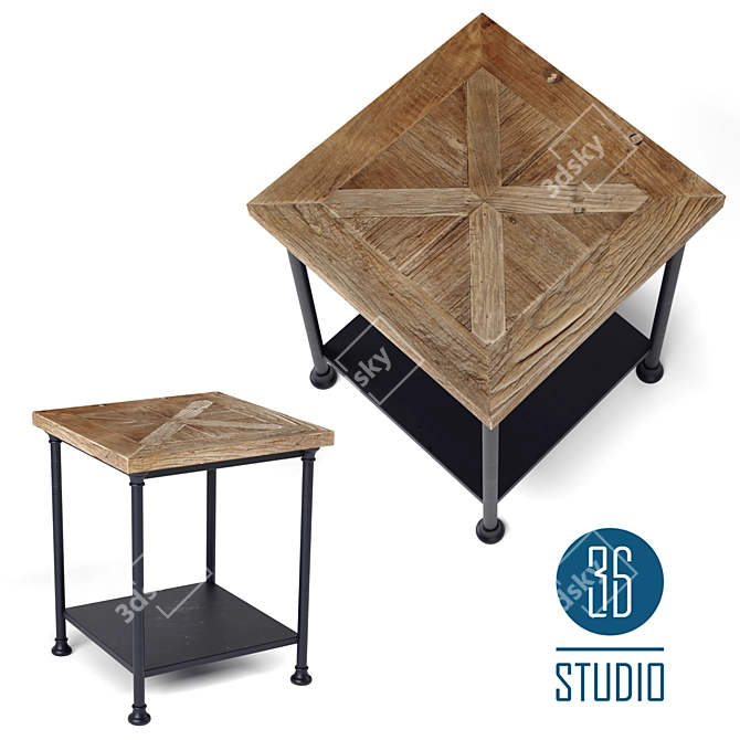 Title: Reclaimed Wood Side Table by Studio 36 3D model image 1